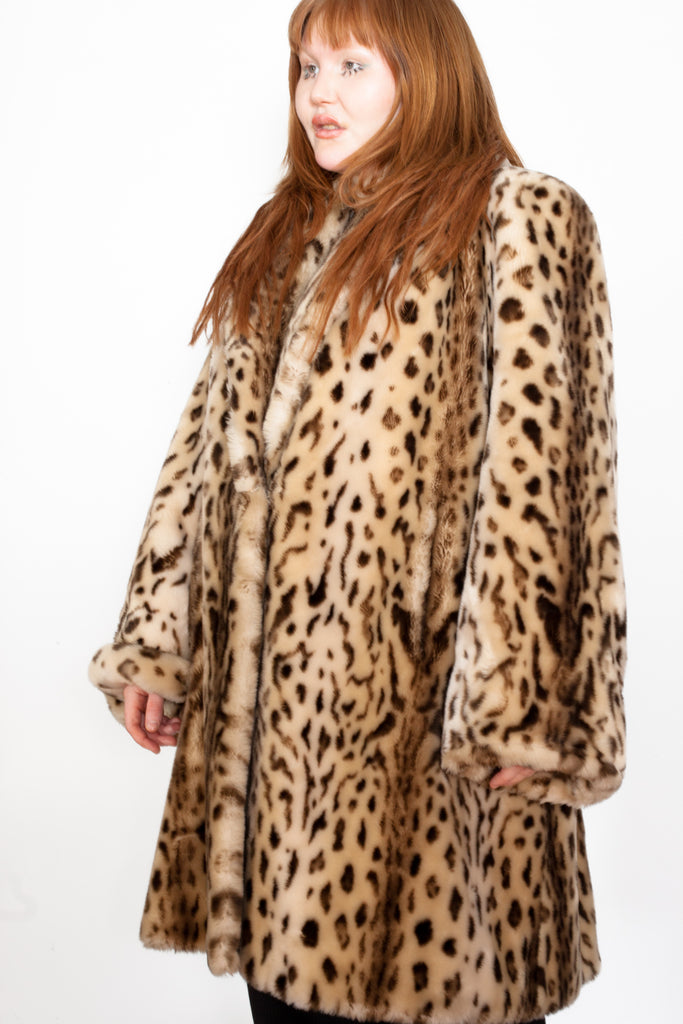 Vintage 90s Leopard Print Faux Fur Coat – Not Too Sweet