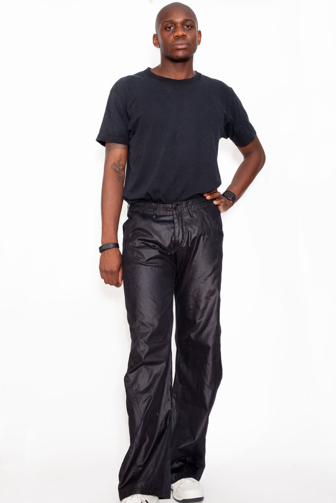 Vintage 90s Emporio Armani Black Shiny Trousers – Not Too Sweet