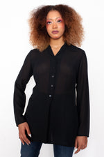 Vintage 80s Black Chiffon Shirt