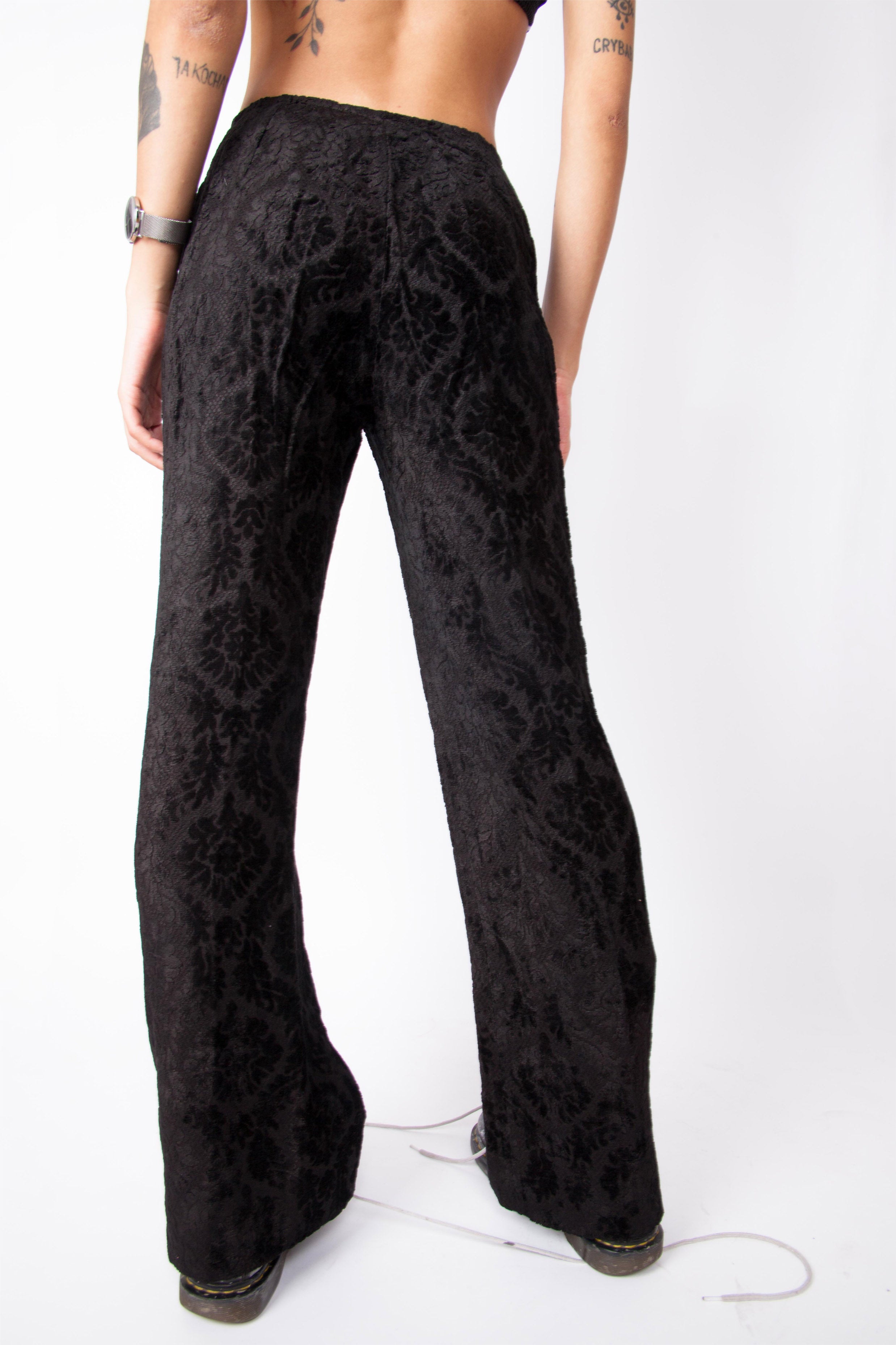 Buy Vintage 90s Lorna Bose' Velvet Trousers, Black, Low-rise, Straight Leg,  Wide Waistband, Soft Fabric, Nineties Occasionwear Online in India - Etsy