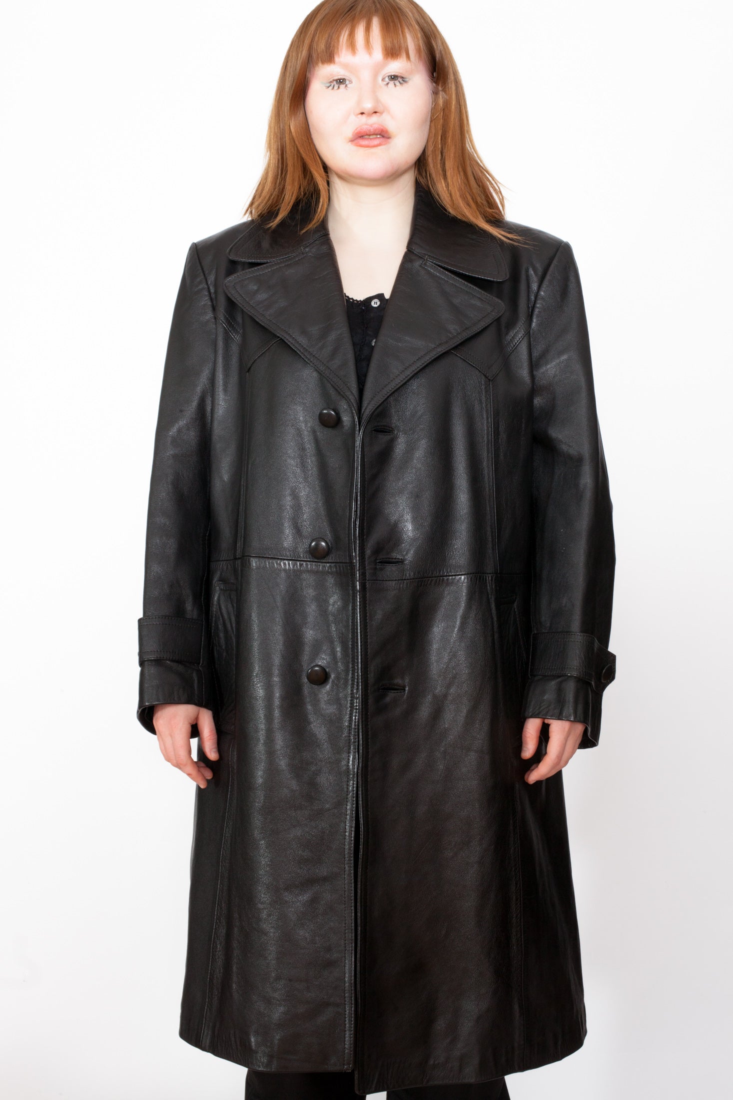 着丈約115cm✨80’s vintage leather trench coat
