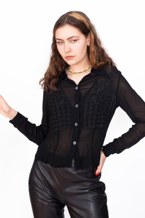 Vintage 90s Roccobarocco Black Shirt