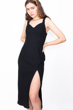 Vintage 90s Front Slit Black Dress