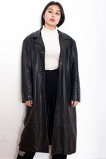 Vintage 90s Black Leather Coat