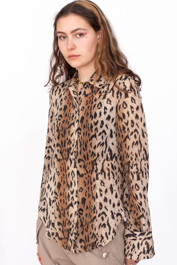 Vintage 90s Leopard Print Shirt - The Black Market