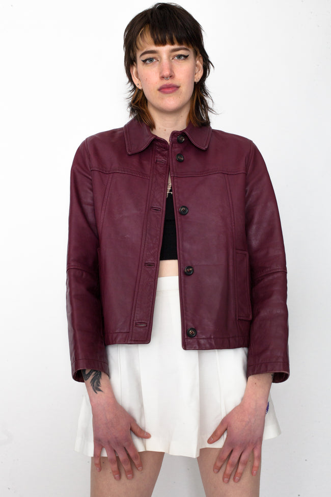 Vintage 90s Marella Red Leather Jacket